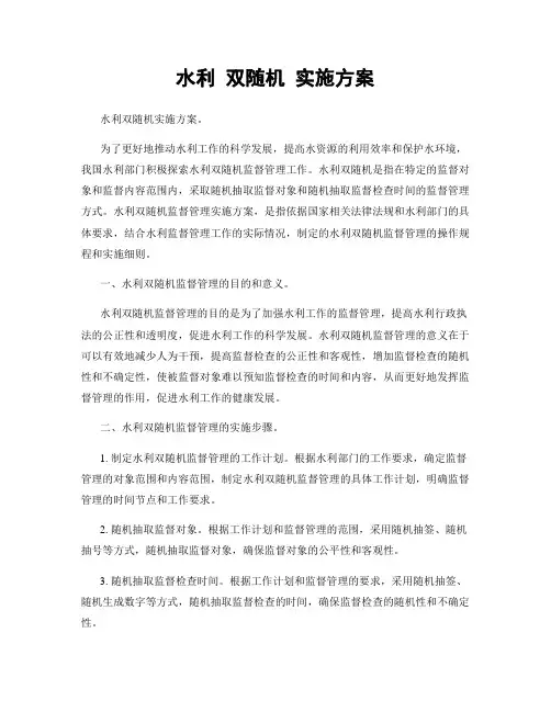 水利 双随机 实施方案