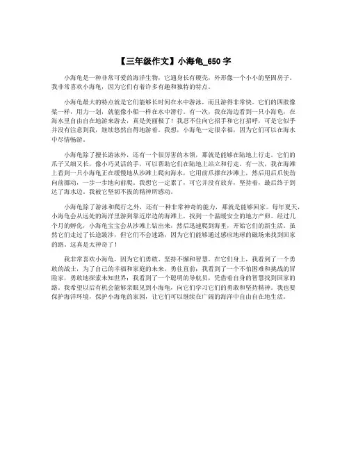 【三年级作文】小海龟_650字