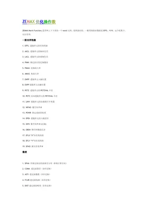 ZEMAX优化操作数