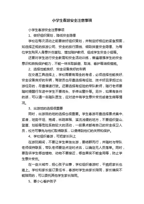 小学生春游安全注意事项