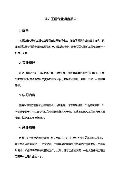 采矿工程专业调查报告