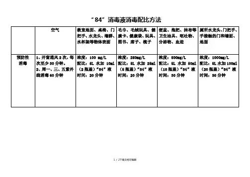 幼儿园化学消毒方法剂消毒液配比