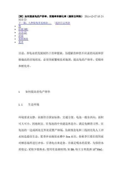如何提高龟的产卵率、受精率和孵化率