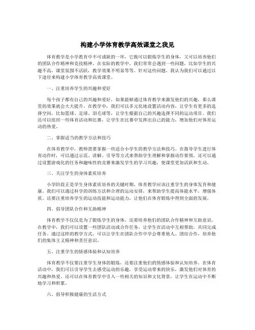构建小学体育教学高效课堂之我见