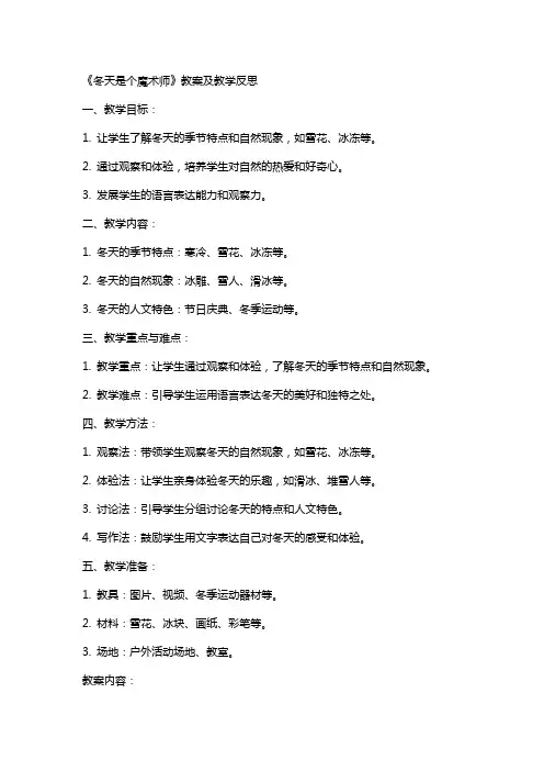 《冬天是个魔术师》教案及教学反思