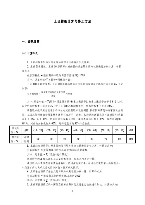 上证指数计算与修正方法