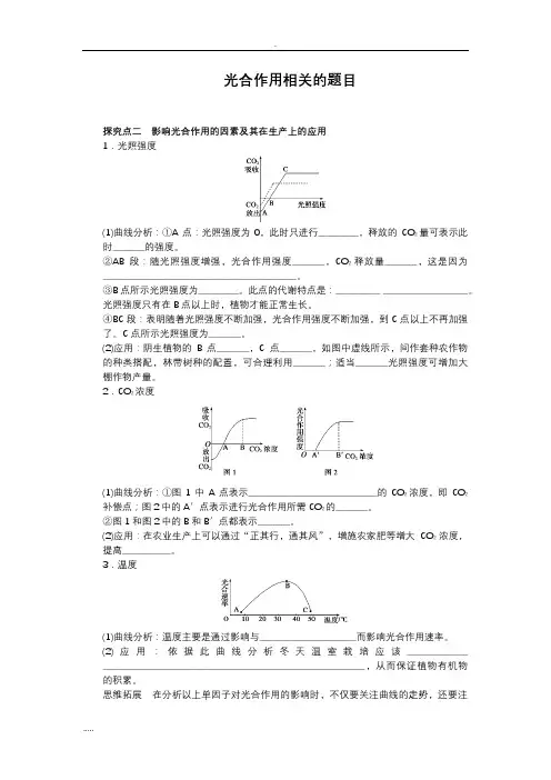 光合作用相关的题目