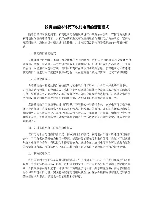浅析自媒体时代下农村电商的营销模式
