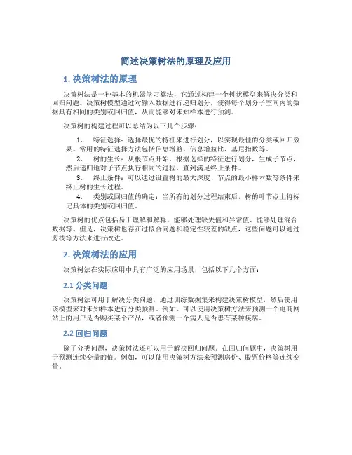 简述决策树法的原理及应用