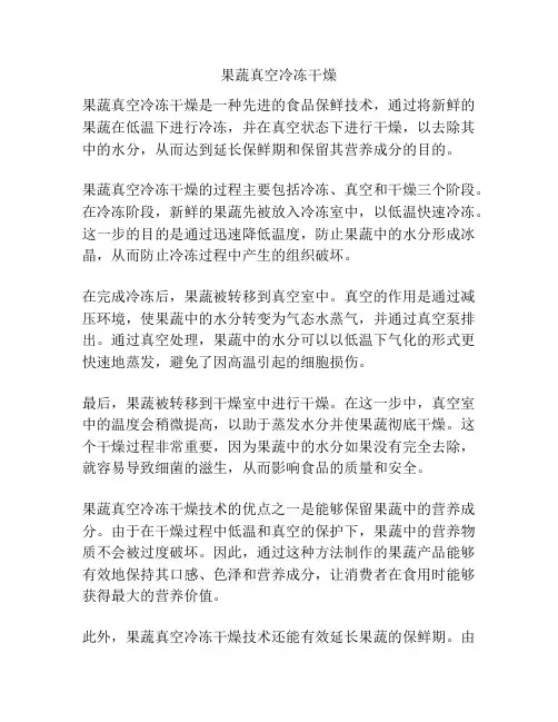 果蔬真空冷冻干燥