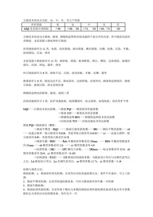 公路技术状况分为优