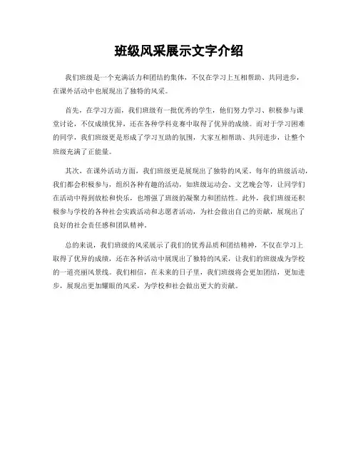 班级风采展示文字介绍