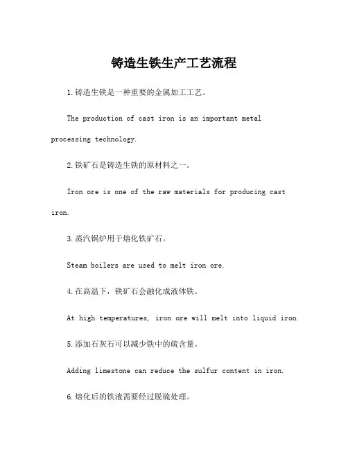 铸造生铁生产工艺流程