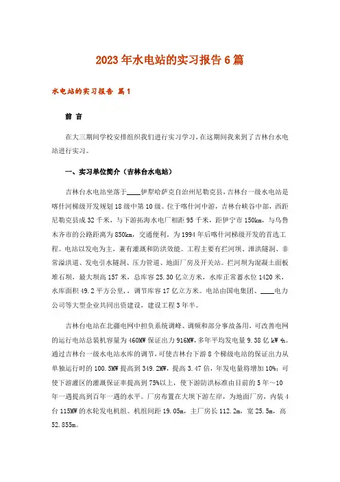 2023年水电站的实习报告6篇