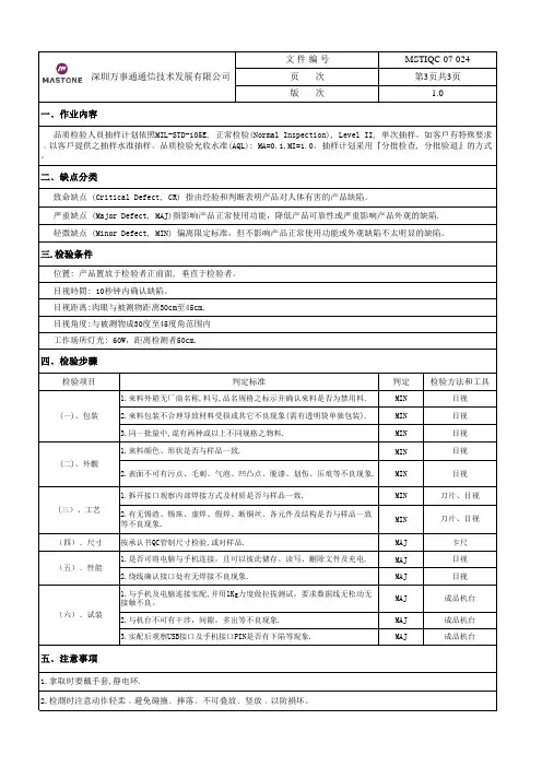 数据线检验标准