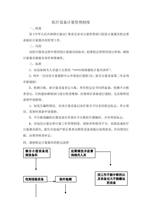 医疗设备计量管理制度