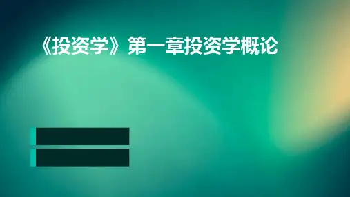 《投资学》第一章投资学概论