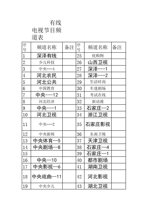 电视表