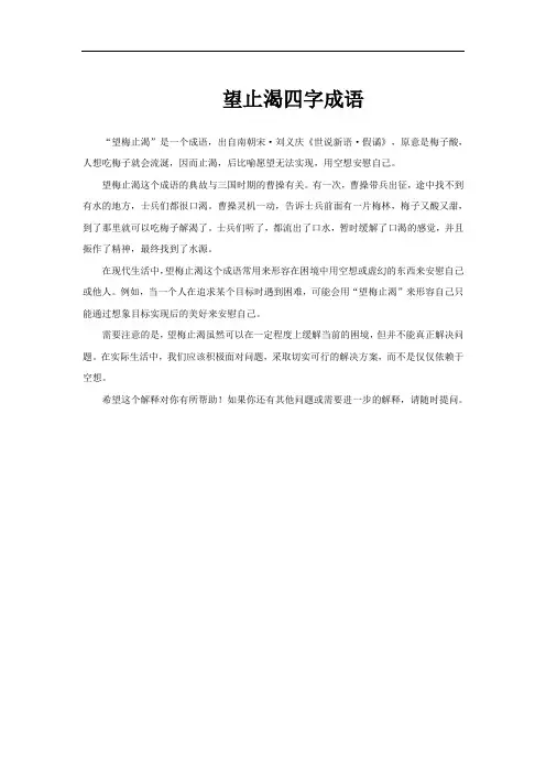 望止渴四字成语