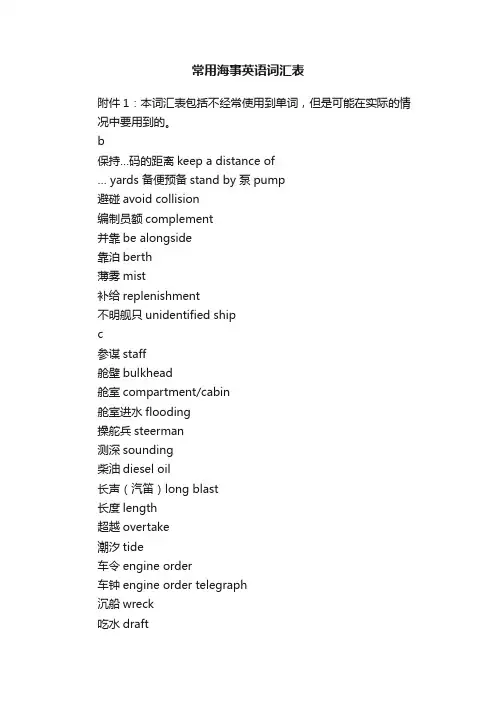 常用海事英语词汇表