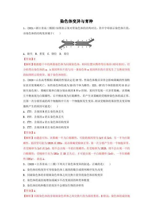 专题21 染色体变异与育种(精练)(解析版)