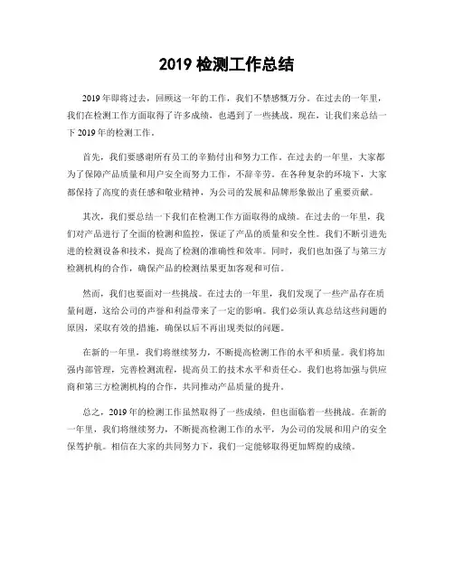 2019检测工作总结