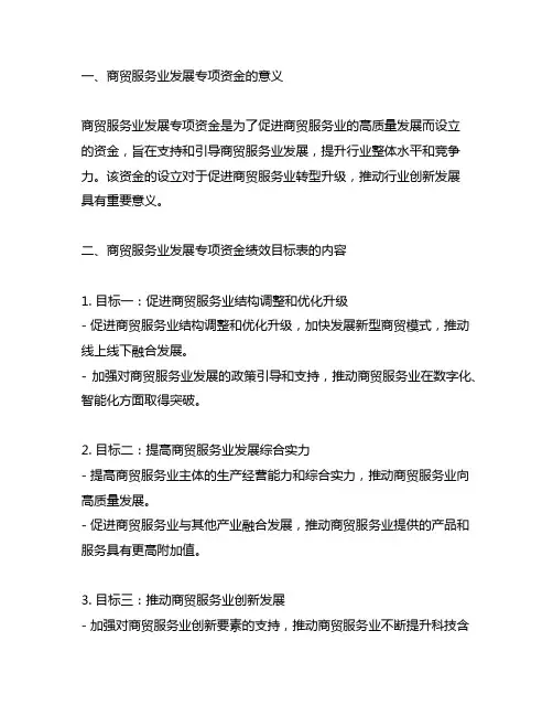 商贸服务业发展专项资金绩效目标表