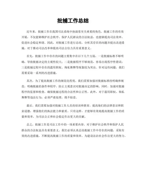 批捕工作总结