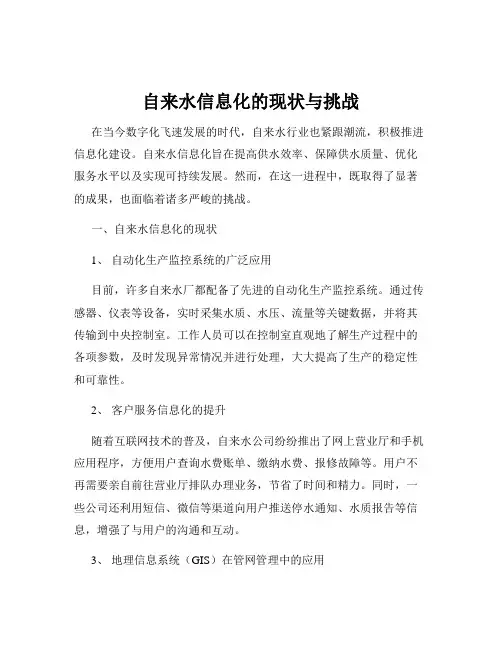 自来水信息化的现状与挑战