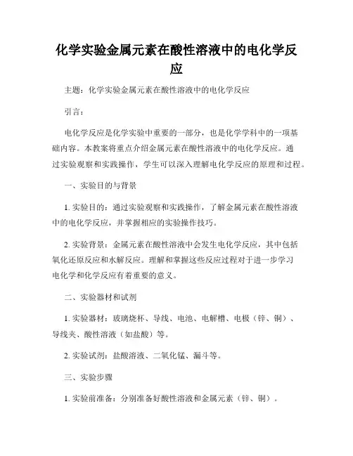 化学实验金属元素在酸性溶液中的电化学反应