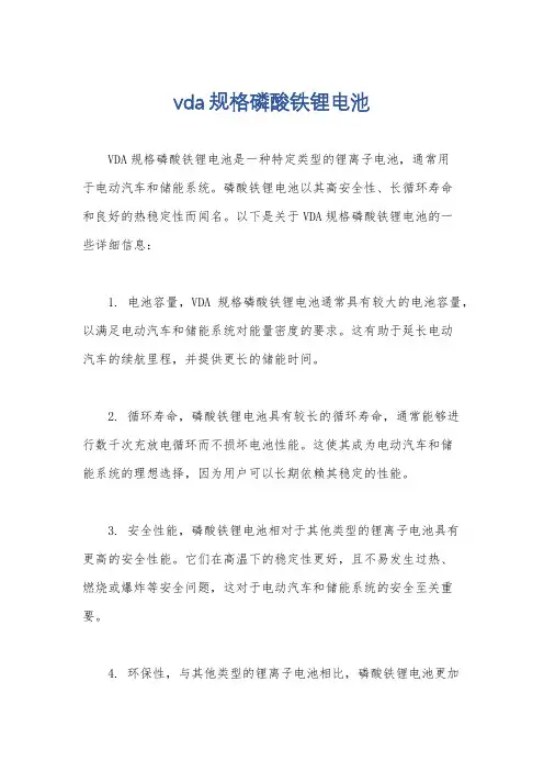 vda规格磷酸铁锂电池