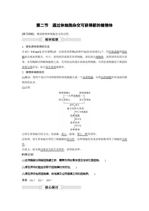 高中生物：第二章 第二节 通过体细胞杂交可获得新的植物体