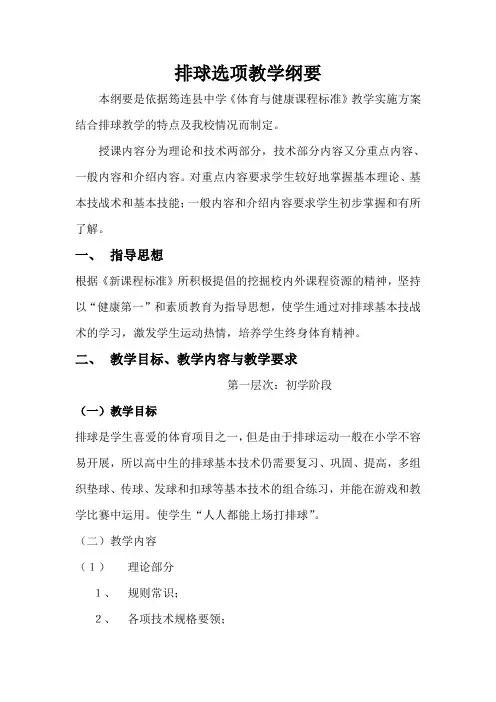 排球选项教学纲要