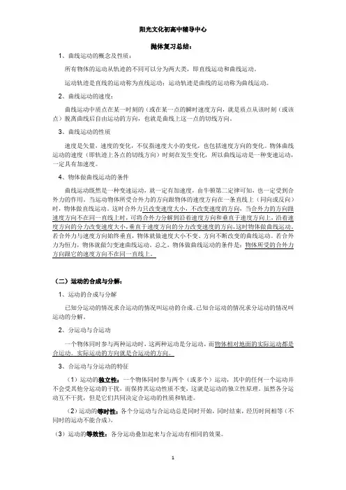 抛体、圆周运动总结讲解