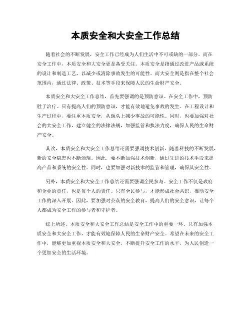 本质安全和大安全工作总结