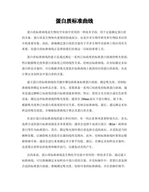 蛋白质标准曲线