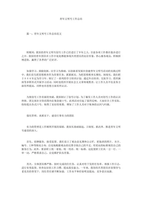 青年文明号工作总结