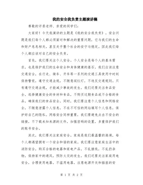 我的安全我负责主题演讲稿