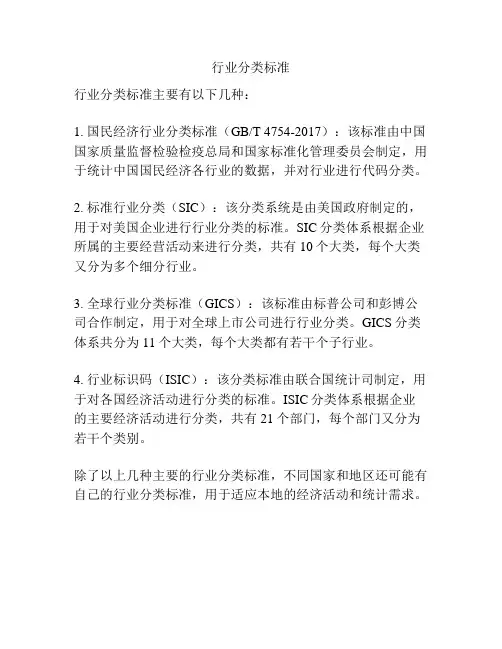行业分类标准