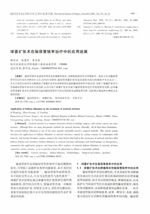 球囊扩张术在输尿管狭窄治疗中的应用进展