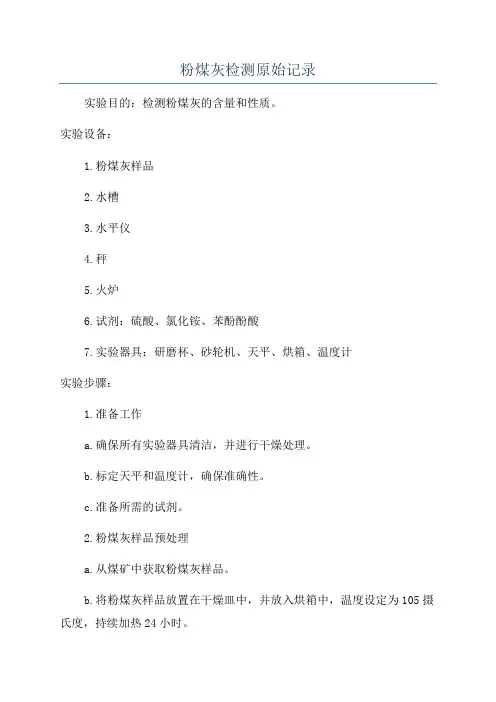 粉煤灰检测原始记录