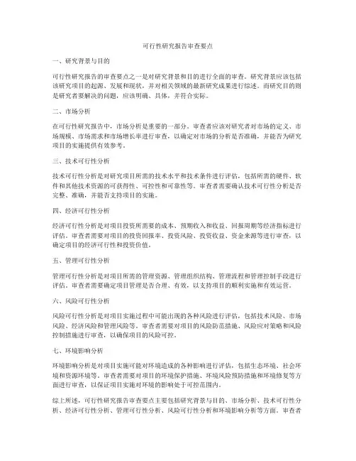 可行性研究报告审查要点