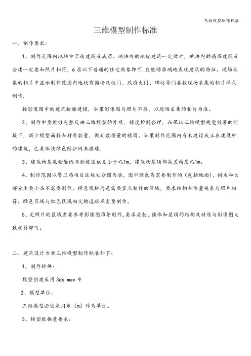 三维模型制作标准