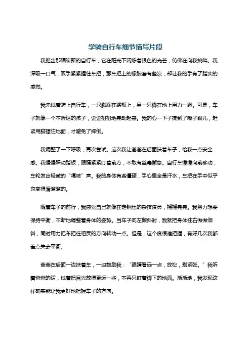 学骑自行车细节描写片段