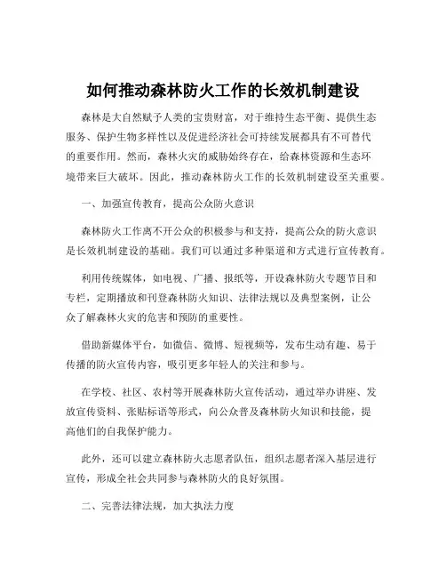 如何推动森林防火工作的长效机制建设