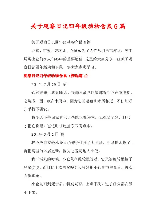 关于观察日记四年级动物仓鼠6篇