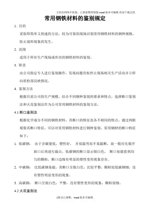 常用钢铁材料火花鉴别方法