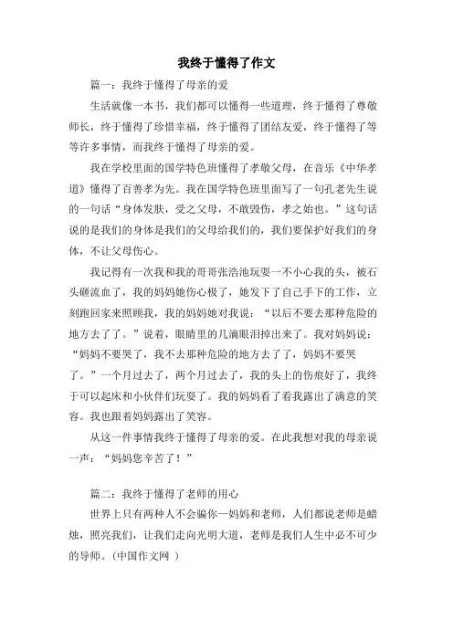 我终于懂得了作文