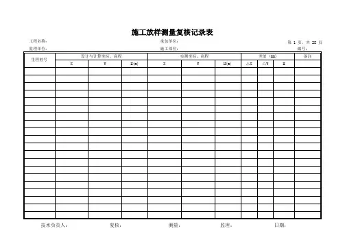 施工放样测量复核记录表