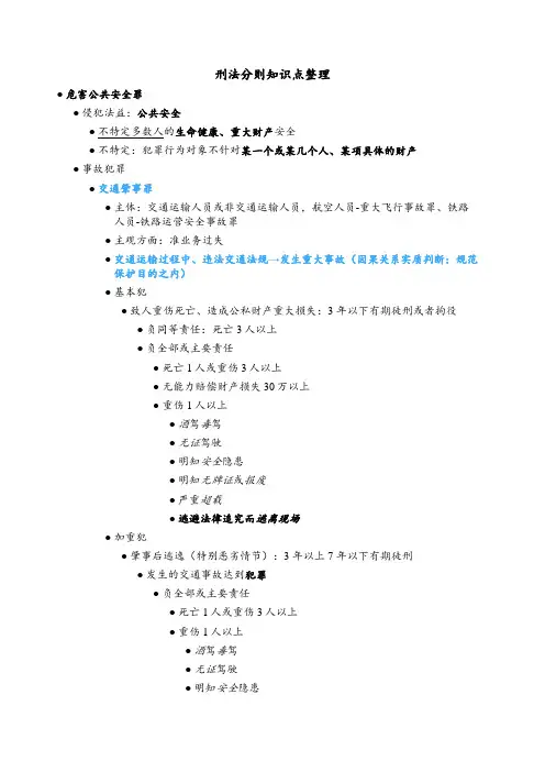 刑法分则知识点整理